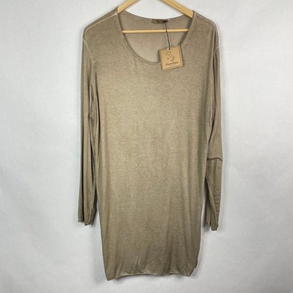 NWT Beyond?Capri Made In?Italy  Long Sleeve Crewneck T Shirt Tunic Top